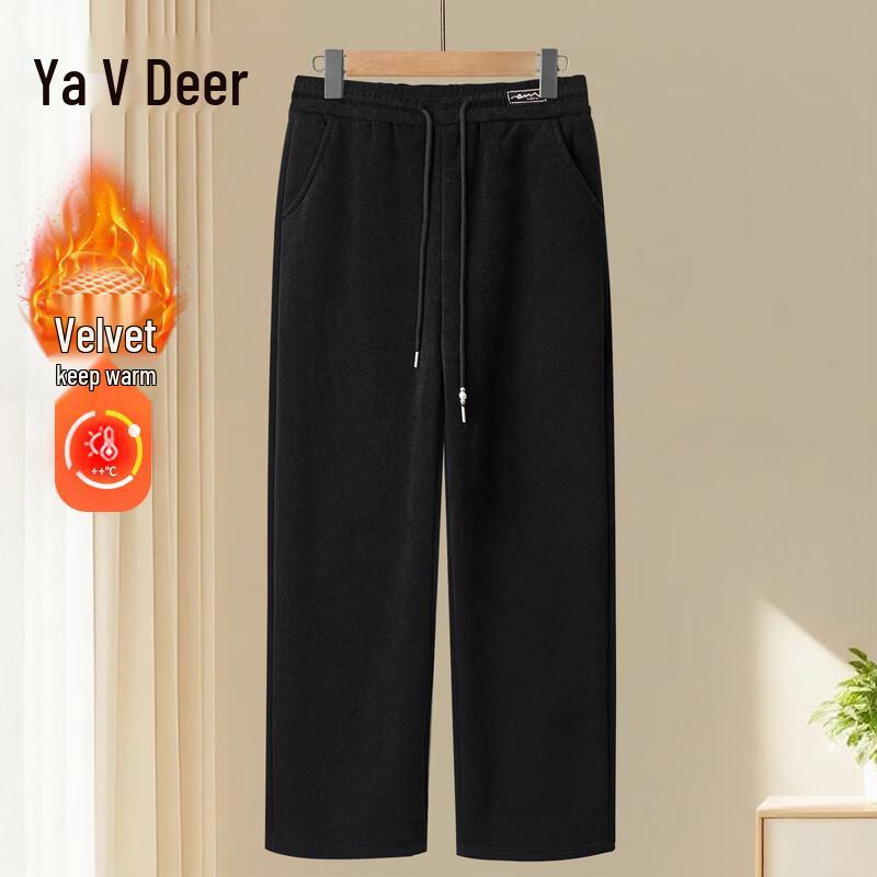 

Yalu Women s Elastic High-Waist Fleece-Lined Straight-Leg Pants 2XL