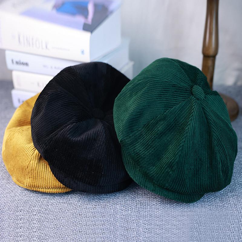 Übergröße 60cm Cord Oktagonale Kappe Herren Trendige Marke Britische Newsboy-Kappe Herren und Damen Vintage All-Match Baskenmütze