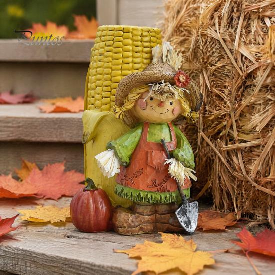 Autumn Harvest Home Decorations Figurine Ornament, Decorative Resin Statue, Turkey/Scarecrow/Pumpkin Collectibles for Halloween Tabletop Centerpiece