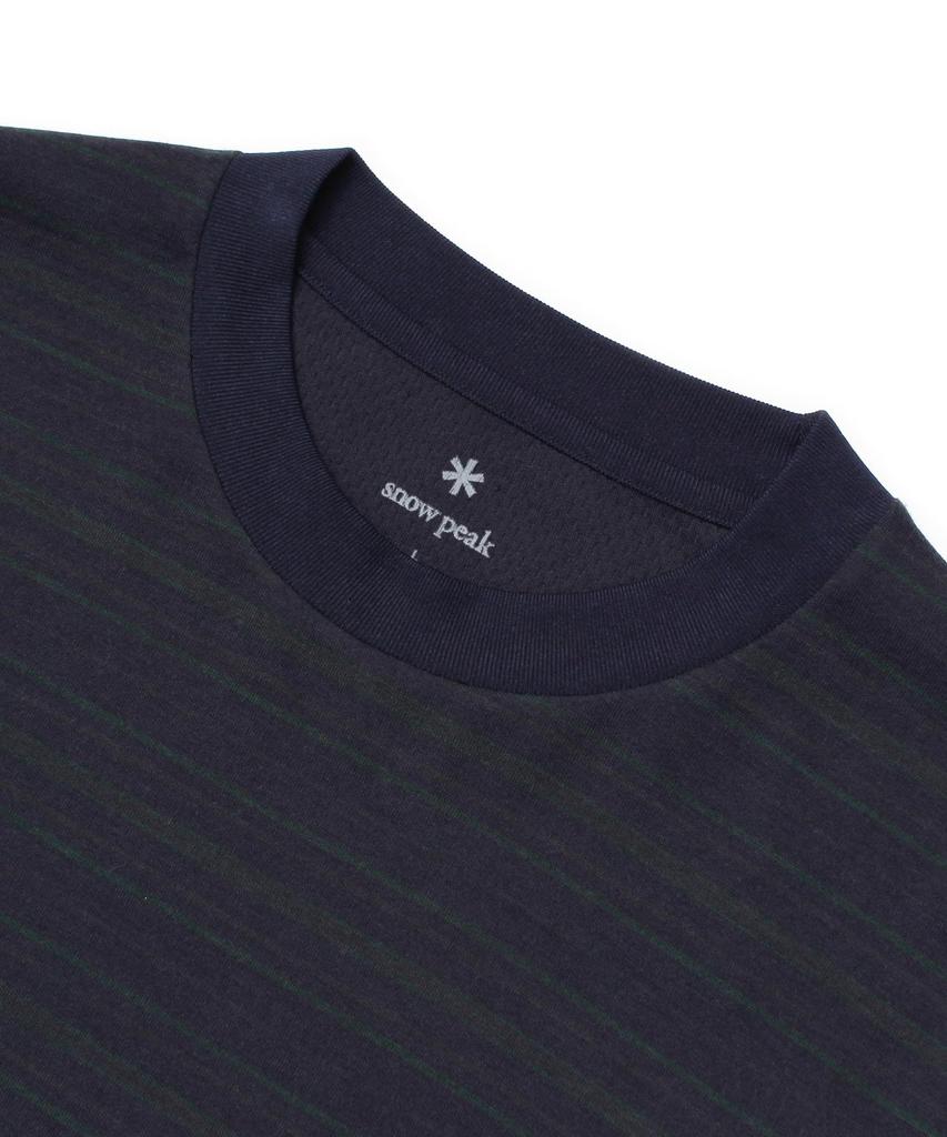 Snow Peak Hybrid Wool Mesh Stripe Cut and Long Sleeve and Sizes L/S T-Shirt SW-25AU014, Sew, T-Shirt, Men's Women's, Blue, BD-XL