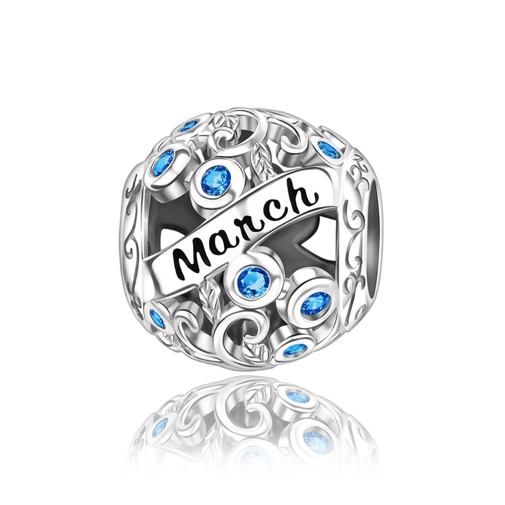 New 925 Silver Charms Colored Zircon Twelve Months Beads Pendant Bracelets Necklaces Womens DIY Jewelry Gift