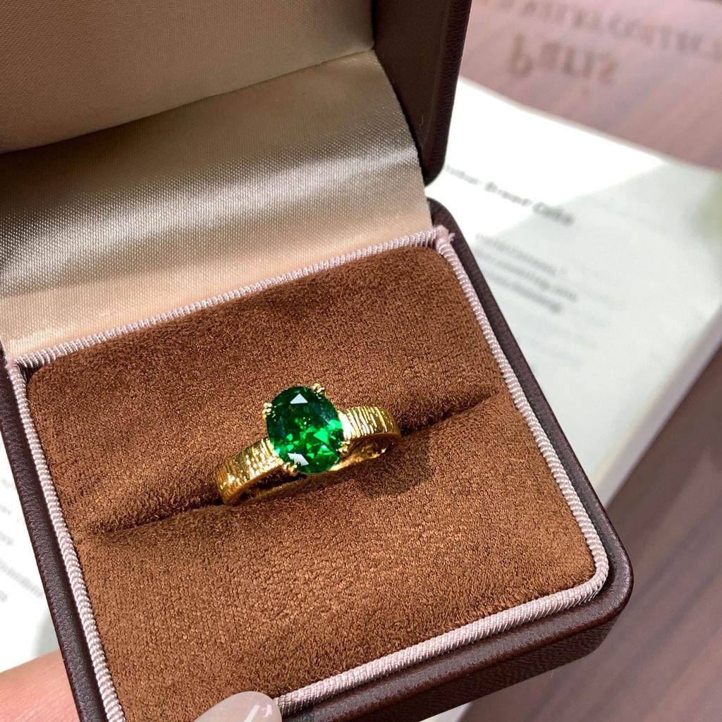 Niche Light Luxury High Sense 8 * 10 Cultivation Gemstone Live Adjustable Ring Fashion Index Finger Ring Jewelry
