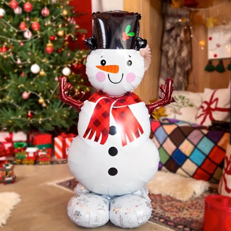 2pcs Festive Christmas Snowman Balloon,Standing Foil Inflatable,Perfect for Holiday Mall or Home Decor, Christmas Decorations