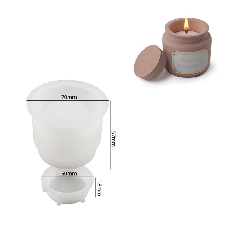 1Set Diy Candle Jar Silicone Mold With Lid - Aroma Wax Jar Making Mold For Resin, Concrete, Gypsum - Mold For Home Crafts