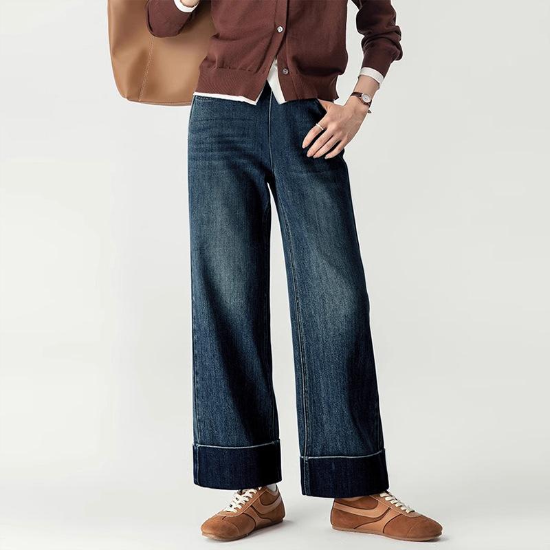 

5 #maternity jeans drawstring pocket outer wear belly pants casual loose simple wide-leg pants maternity pants M темно-синий