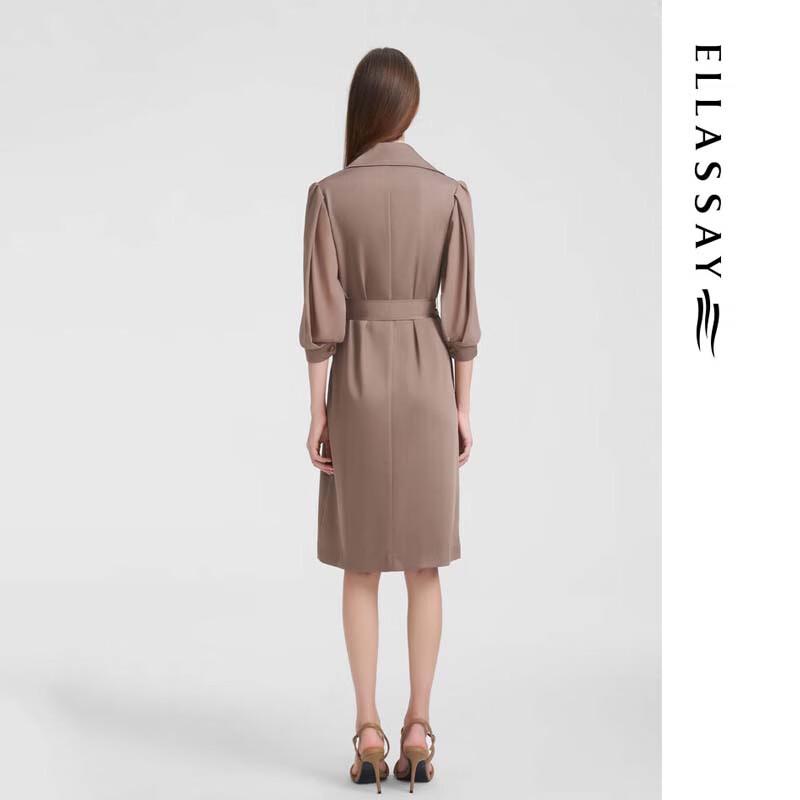ELLASSAY Women's Vintage Trench Style Midi Dress