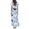 Women's Summer Casual Fashion Floral Print Dress V Neck Short Sleeve Dress