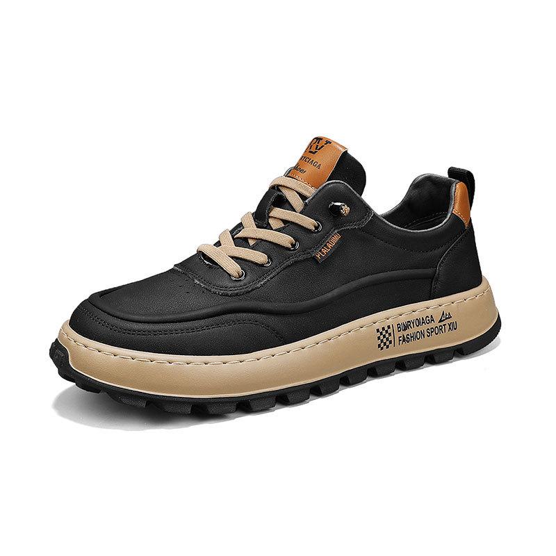 

Spring and Autumn new men s shoes non-slip commuter shoes leather surface lightweight sports shoes trend youth leisure travel work shoes 39