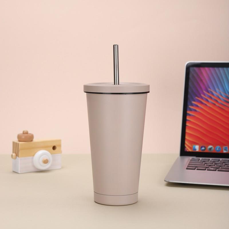 Stainless Steel Vacuum Insulated Travel Mug With Straw Lid Double Wall Coffee Cup Car Office Outdoor Use