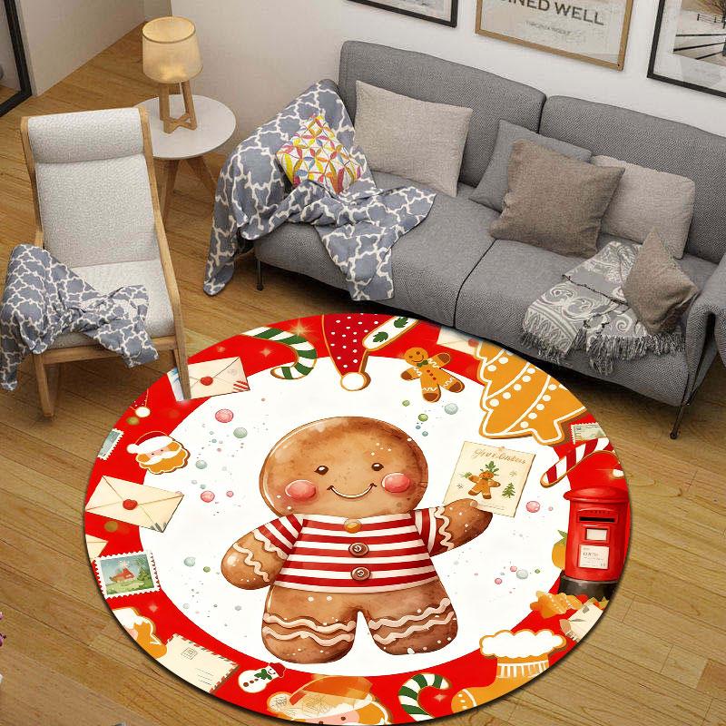 Eclectic Round Sunflower Multicolor Carpet, Non-Slip Floor Mat for Kids Room