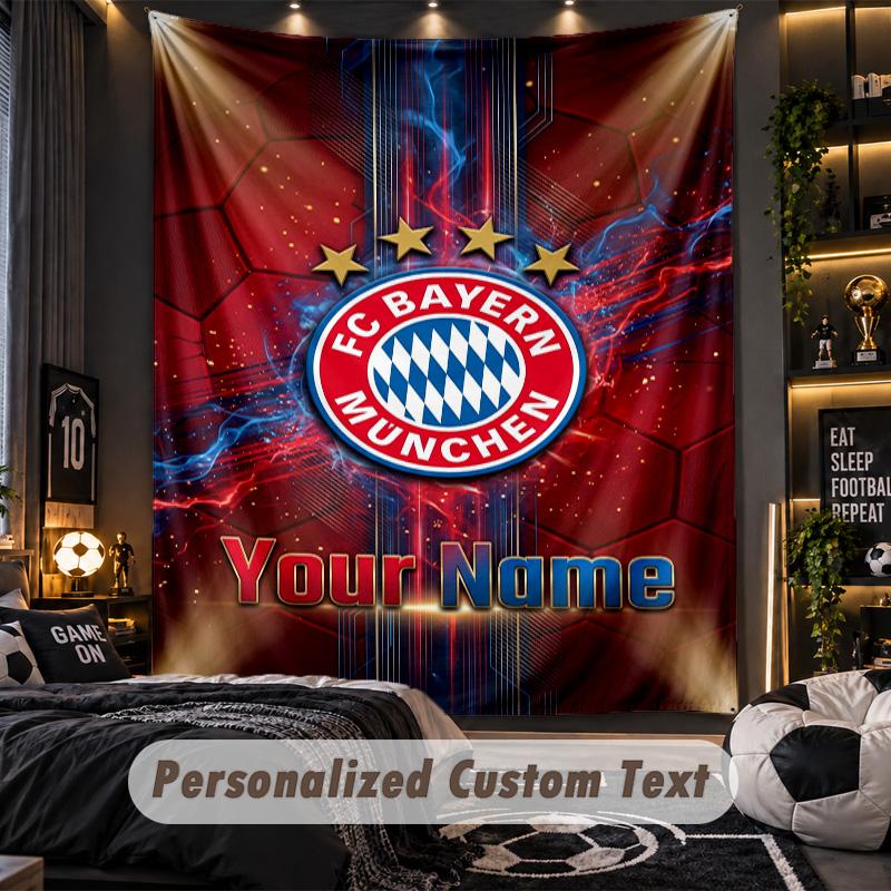 TapestryBayern Munich Custom Name Text Personalized Wall Hanging Tapestry Home Wall Decor