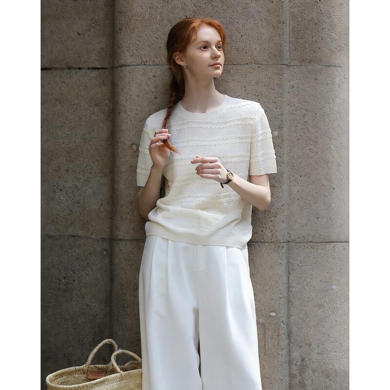 Demana Women's Textured Knit Short-Sleeve T-shirt