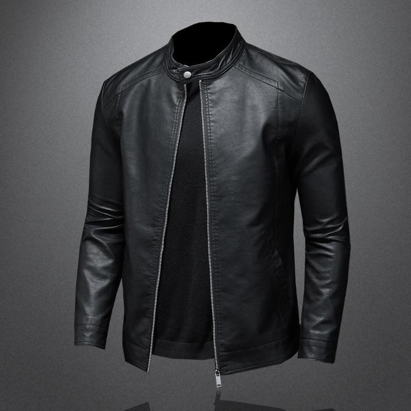 Men's Spring and Autumn Leather Casual All-match Slim Large Size Leather Jacket Jacket