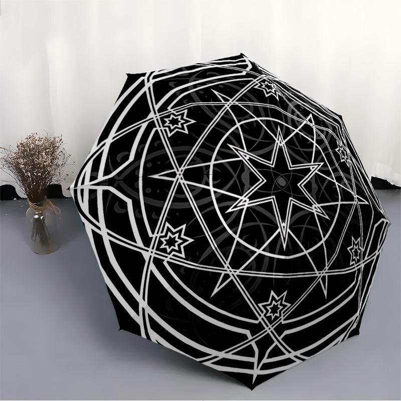 1pc Star Mandala Folding Umbrella, Durable, Suitable for Outdoor Activities or Rain, Suitable for Commuting Yy251027148