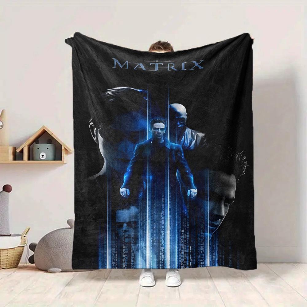 1pc Matrix, Neo Blanket Lightweight Flannel Throw For Sofa, Bed, Travel, Livingroom, Office, Couch, Chair, And Bed