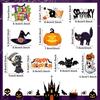 Gerrii 40 Pieces Halloween Ornaments Wooden Halloween Tree Decorations Pumpkin Ghost Witch Hat Skeleton Mini Hanging Ornaments with Rope for DIY