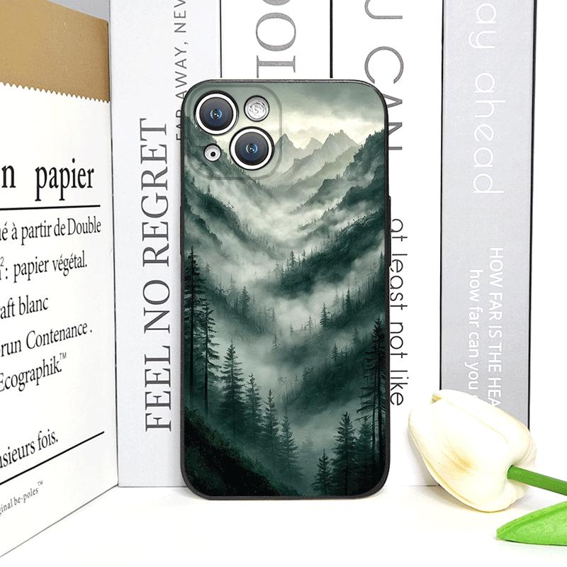 Vintage Green Forest Landscape Pattern Phone Case for iPhone 17 16 12 11 14 13 15 Pro Max Mini X XS MAX XR 7 8 14Plus Soft Cover