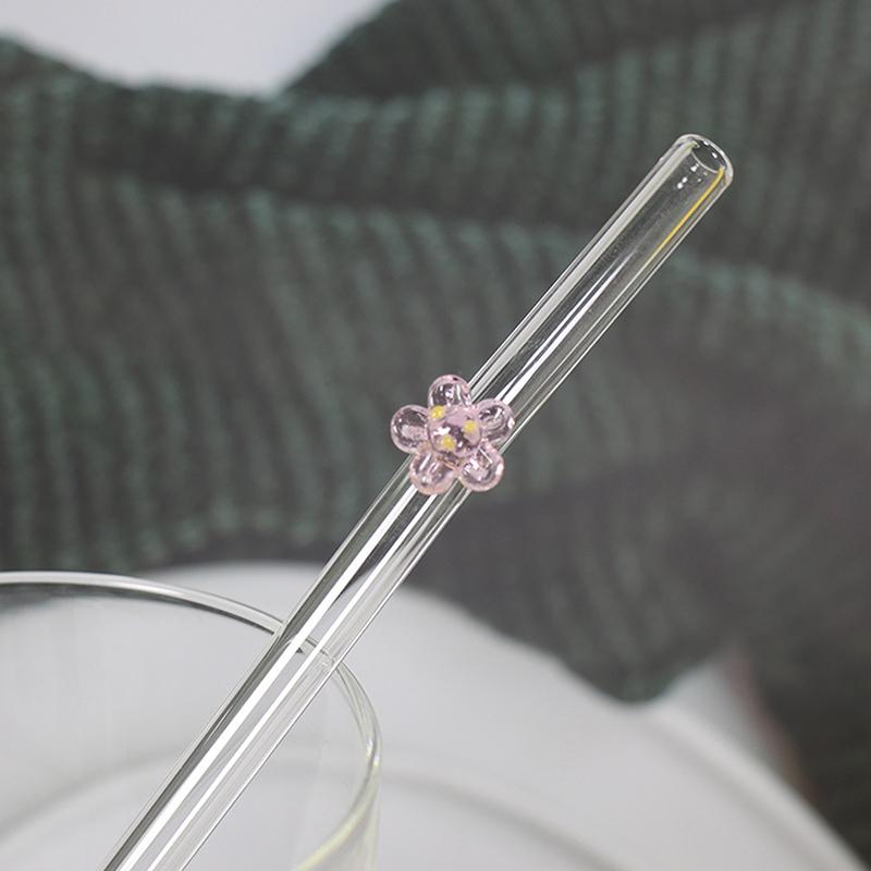 Květinová skleněná brčka Opakovaně použitelná brčka na pití Roztomilé brčko na festivalovou párty Svatbu Koktejlový bar Pláže