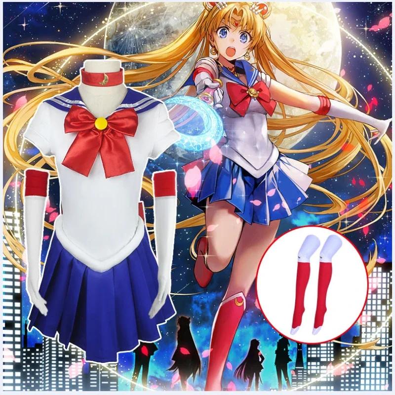 Costume de Cosplay Anime Sailor Moon, uniforme Tsukino Usagi, tenues de perruque, ensemble de fête de carnaval pour femmes et fi