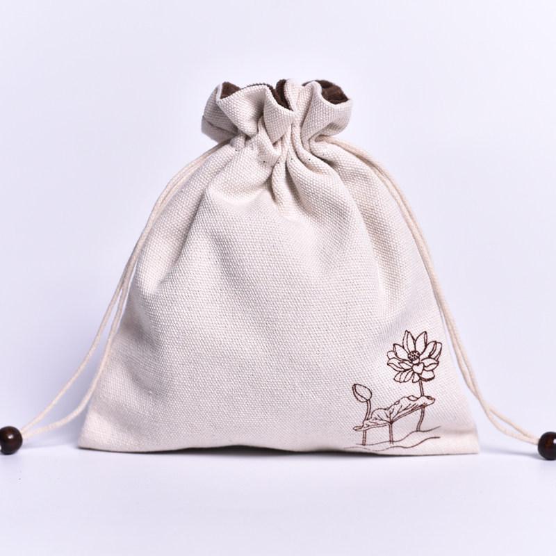 Lucky Drawstring Bracelet & Prayer Bead Bag - Cotton/Linen Cloth