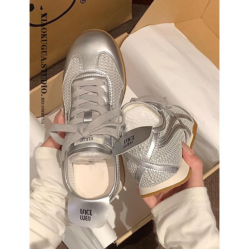 Mesh breathable Forrest Gump training shoes women's 2025 new summer flat white shoes retro casual sports shoes