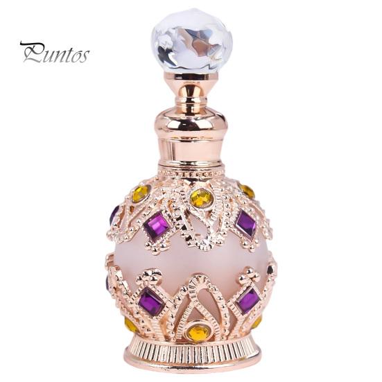 Kompakte Parfümflasche 15ML Vintage Luxus Nachfüllbare Flasche, Ätherisches Öl & Duft Glasspender Dubai Arabischer Stil Leerer Behälter für Reisen