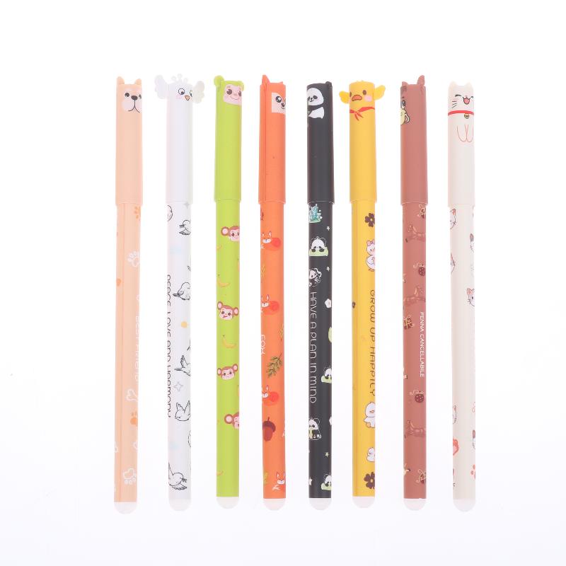8Pcs Cartoon Gel Pen Cute Animal-Shaped Erasable Pens For Journaling And Writing Office Supplies Birthday Christmas Gifts