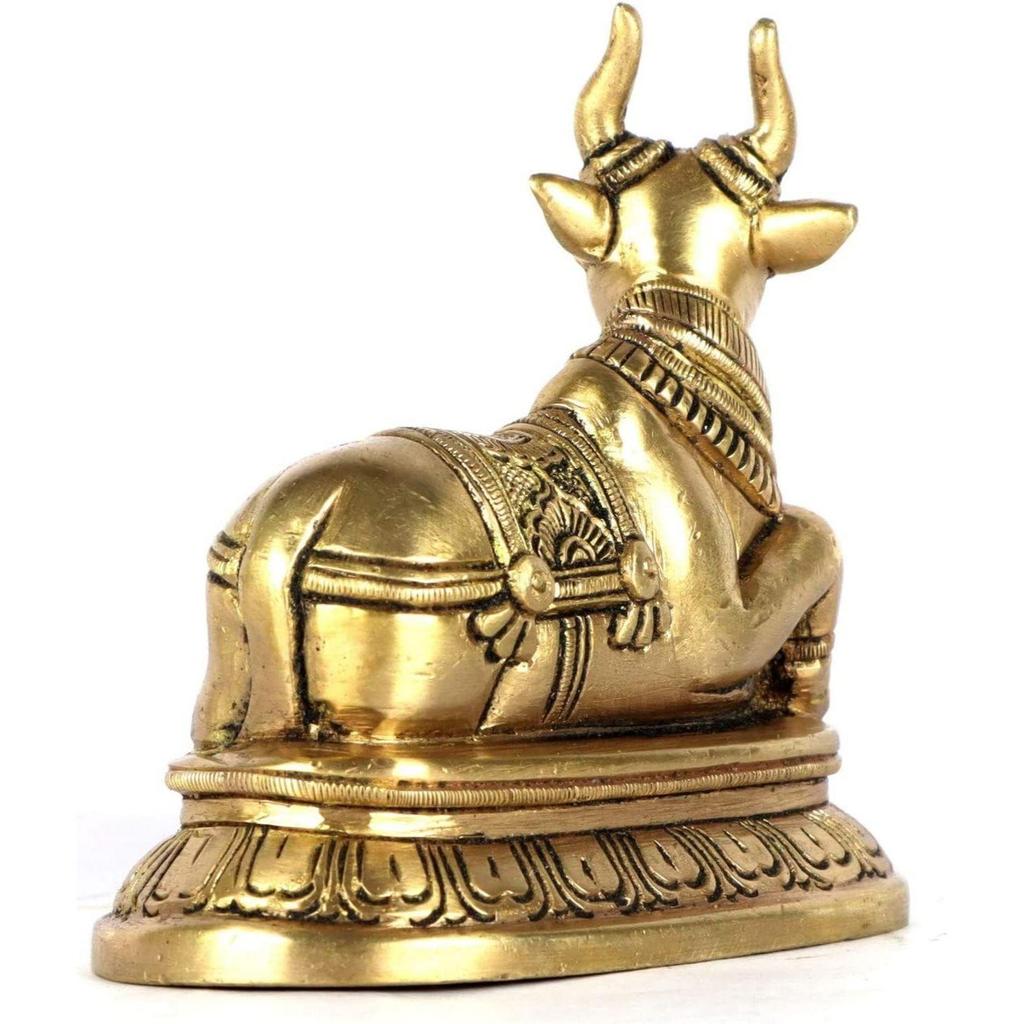 Brass Nandi Statue | Height-11 Cm Aprrox | Vastu Idol for Home and Office | Zonal Placement-SW | Nandi Idol