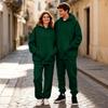 Unisex -Lined Hooded Sweatshirt Set with Print, Casual Streetwear for Men and Women
