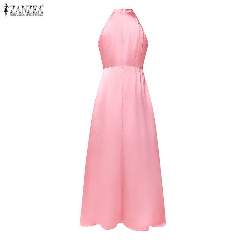 ZANZEA Women Casual Off Shoulder Elegant Sleeveless Long Dress