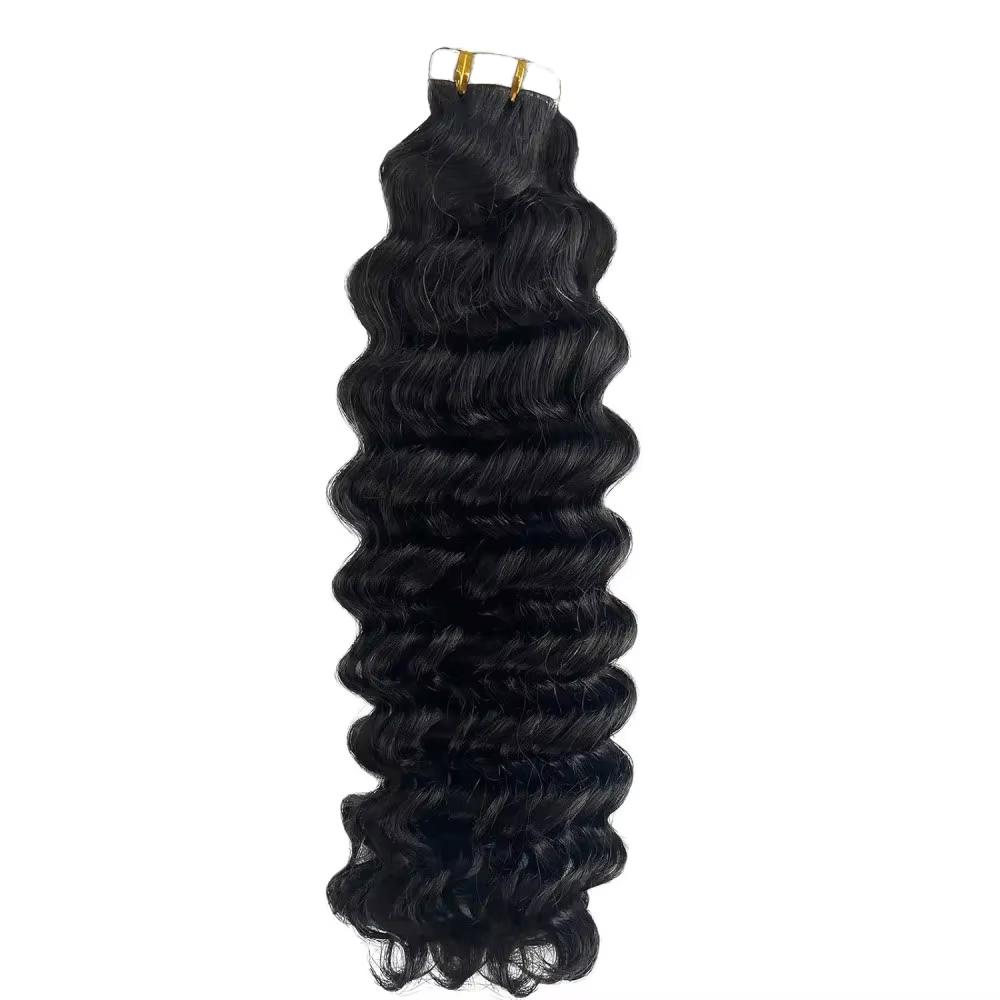 Extensii de Păr Deep Wave cu Benzi Adezive Păr Uman Brazilian 100% Adezive Extensii cu Benzi Adezive Ondulate Păr Uman Negru Natural Pentru Femei