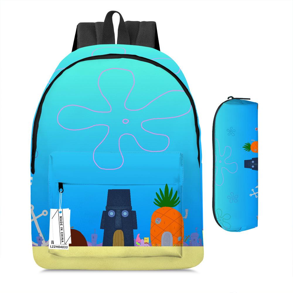 Spongebob Squarepants Children'S School Bag Male And Female Students Backpack Kindergarten Cute Cartoon Backpack Pencil Bag