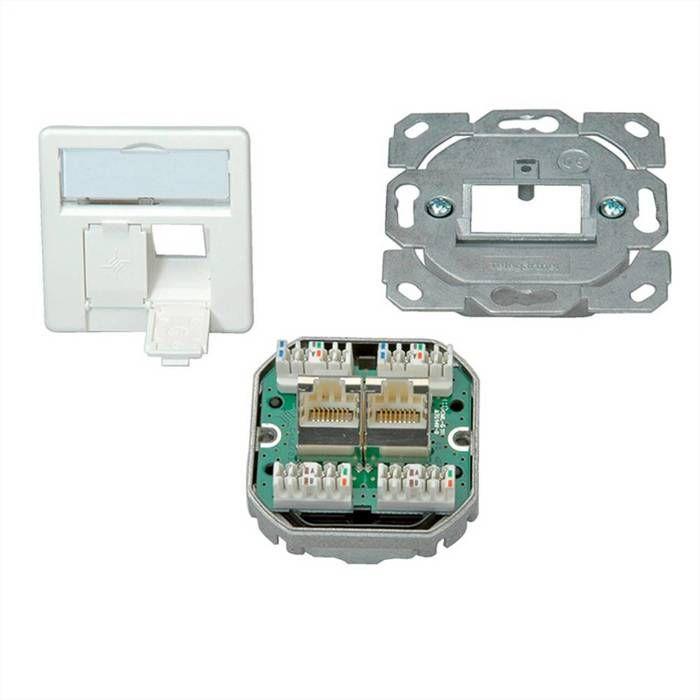 Dose AMJ45 - TELEGÄRTNER - 8/8 K UP/50 CAT.6A - Blanc - Intérieur - 2XRJ45