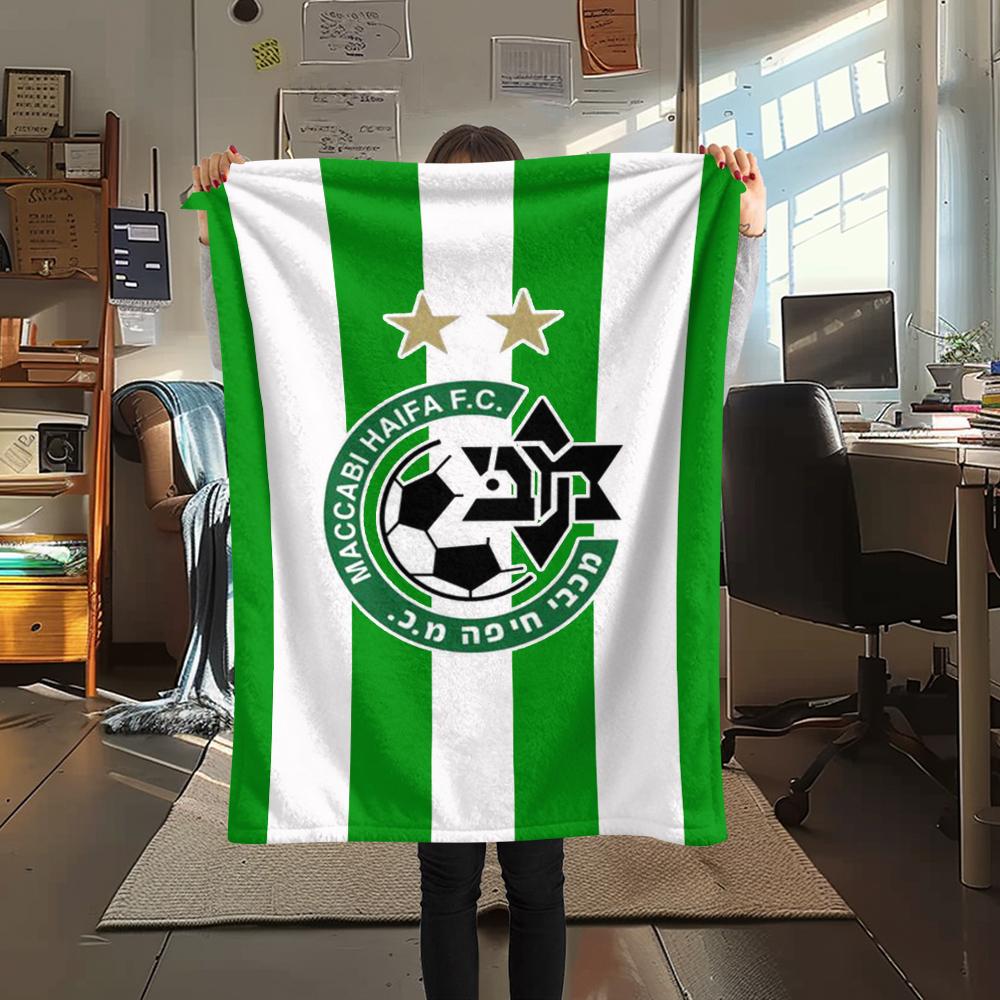 1Pc Maccabi-Haifa Print Flannel Blanket, High quality Comfortable for All Seasons, Home Decor, Warmth and Comfort, Perfect for Gifts