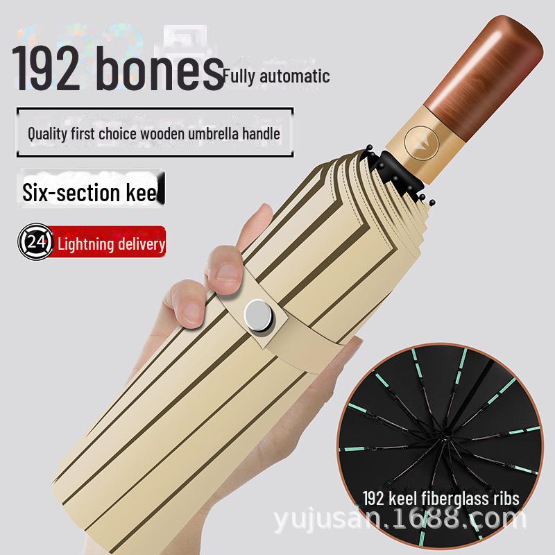 Umbrelă automată bărbătească 72-Bone: Fibre din lemn masiv, protecție UV, logo personalizat