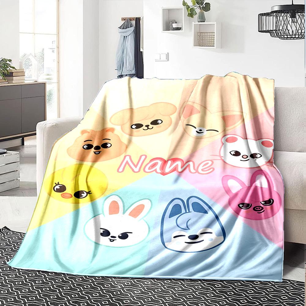 Customizable Kpop Team7 Throw Blanket – Personalized Name, All-Season Cozy Snug Blanket, Machine Washable, Personalized Blanket
