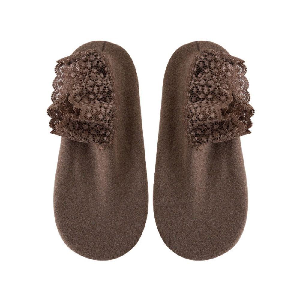 10Pairs Thicken Lace Socks Solid Color Home Slippers Fashion Winter Floor Shoes  Student