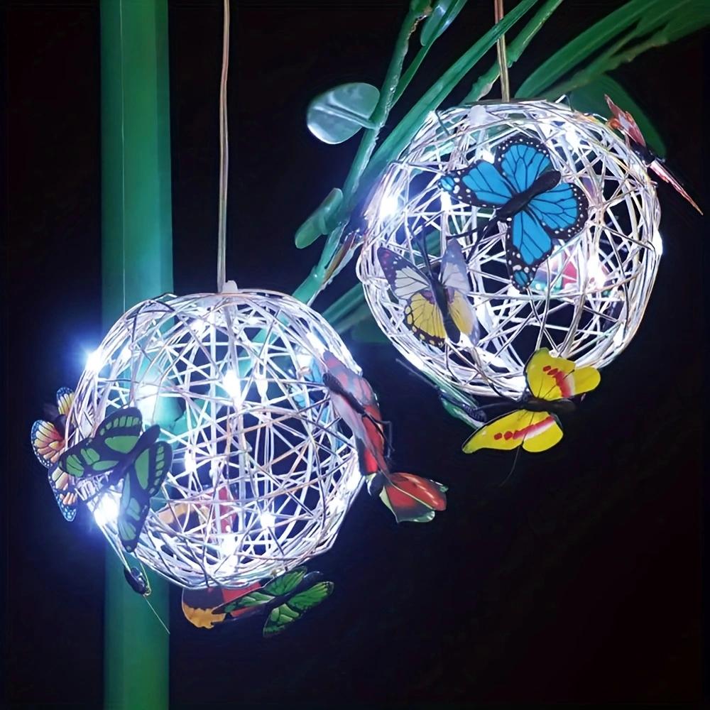 1 Piece Colorful Butterfly Solar Globe Light Outdoor Patio Garden Decorative Hanging Tree Lights Holiday Mood Lighting