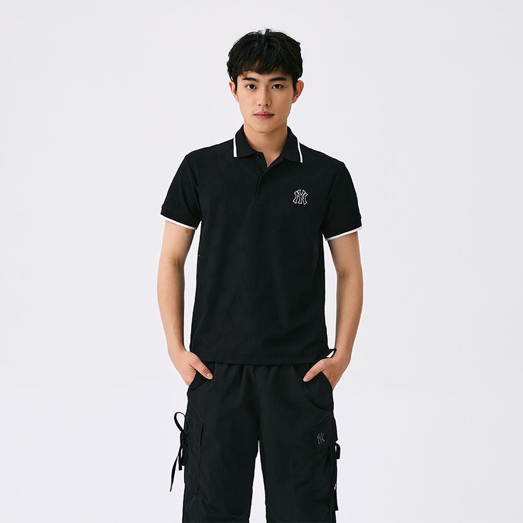 New MLB MONOGRAM Collection New York Yankees SS25 Polo Shirt Unisex Black 3APQM0253-50BKS