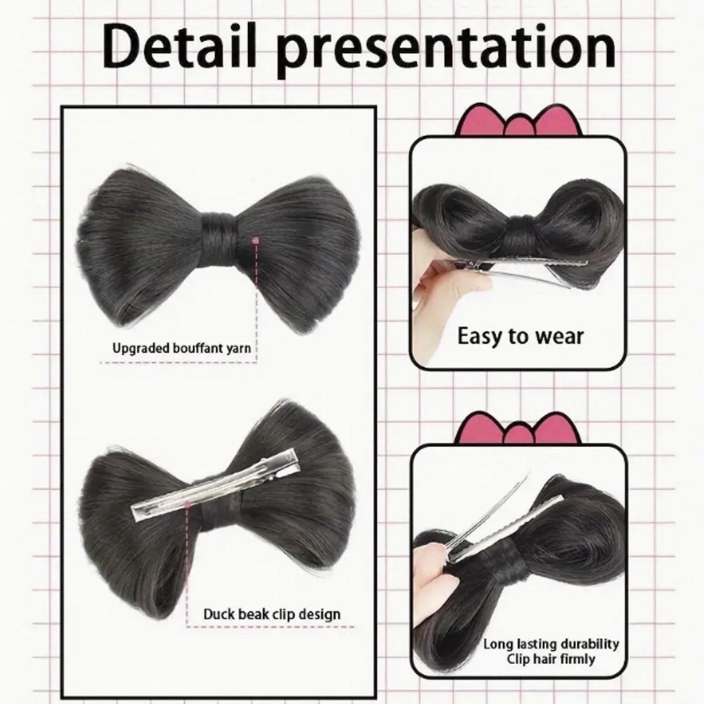 Bow Claw Hair Bun Synthetic Straight Hair Bun Hairpiece Heat Resistant Natural Fake Styling Hair Accessories Hair Accessories