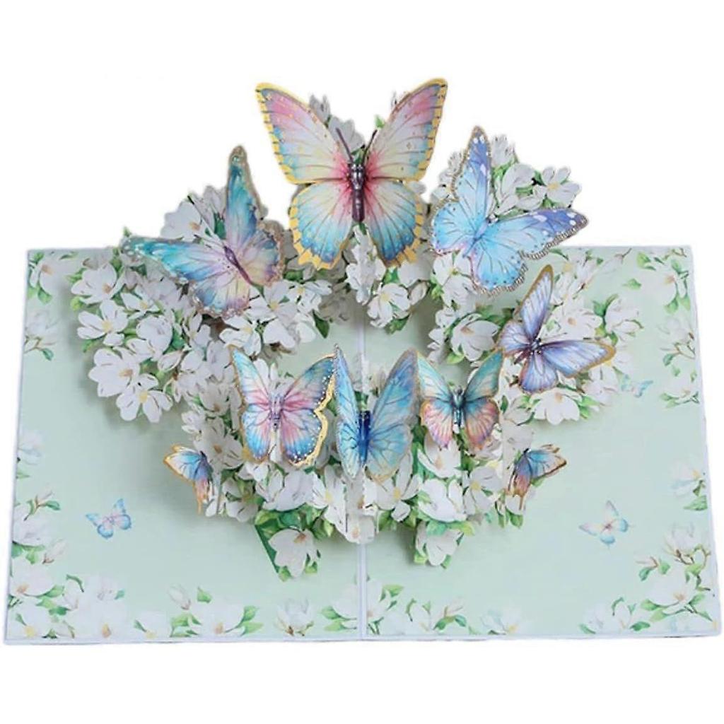 3D Pop-Up Butterfly Card, Greeting Card with Gold Foil Stamping & Envelope, Colorful Pop-Up Butterfly Birthday Card for Birthdays, Mother's Day, Valen