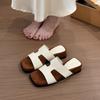 French Retro Square Head Platform Slippers Women's Outer Wear 2025 New Fairy Style with Skirt Seaside Vacation Sandals