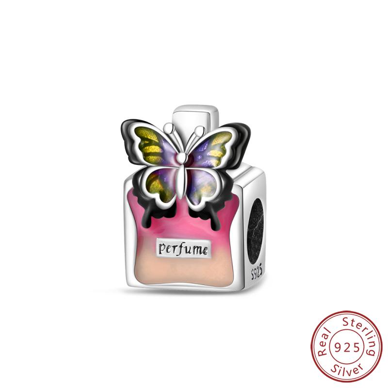 Elegant S925 Silver Butterfly & Dragonfly Multicolor Charms Beads Pendant 3mm DIY Fine Jewelry Making Accessories Gifts