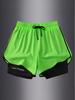 Men's Summer Sports Shorts with Back Pockets, Trendy Cross-Border Design, Fake Two-Piece Look.