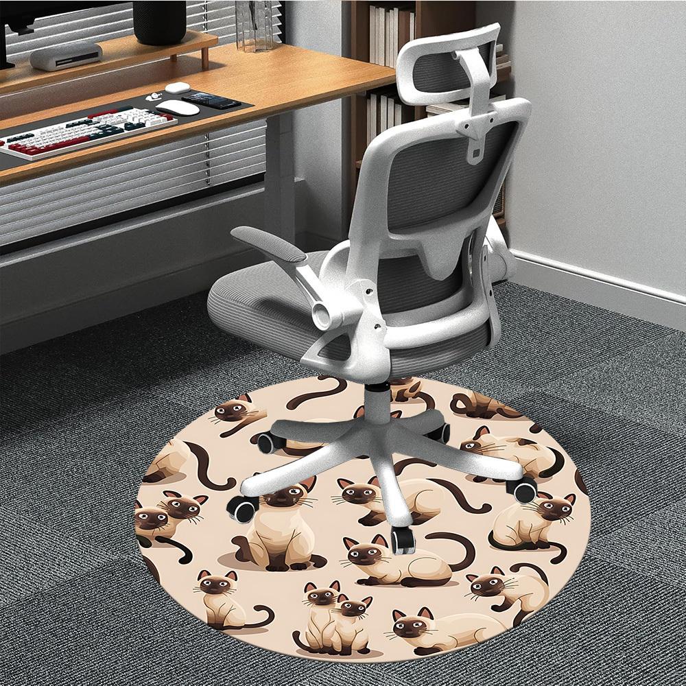 

1pc Siamese Cats Chair Carpet for Office - Durable, Ideal for Chair Mats, Stylish & Functional Decorative Rug yy260203018 80cm by 80cm