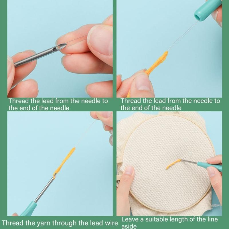 Punch Needle Practical Punch Needle Tool Embroidery Pen with Protective Cover for Embroidery and Crafting Projects