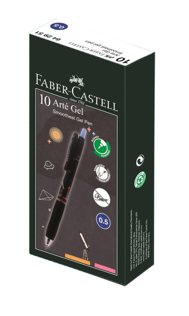 Artegel Astronomer Gel Ink Ballpoint Pen Pack of 27111019 Faber-Castell 0.5mm (Black Body), Blue, 10,