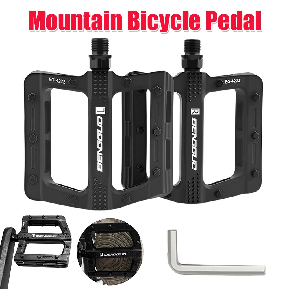 Mountain Bicycle Pedal Durable Nylon Steel Shaft Anti Slip Wide Pedal for Cycling Enthusiasts and Bike Repair Accessories