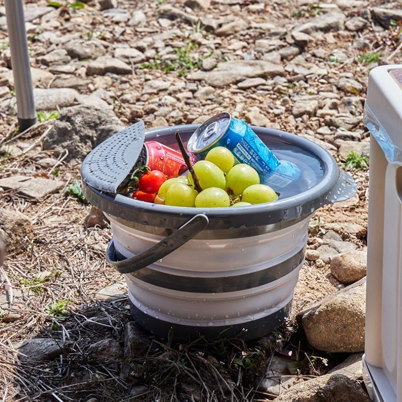 Seau Pliant Multifonctionnel 4L Seau Pliant Portable Camping Seau Pliant en Silicone Voyage Extérieur Lavage de Voiture Pêche