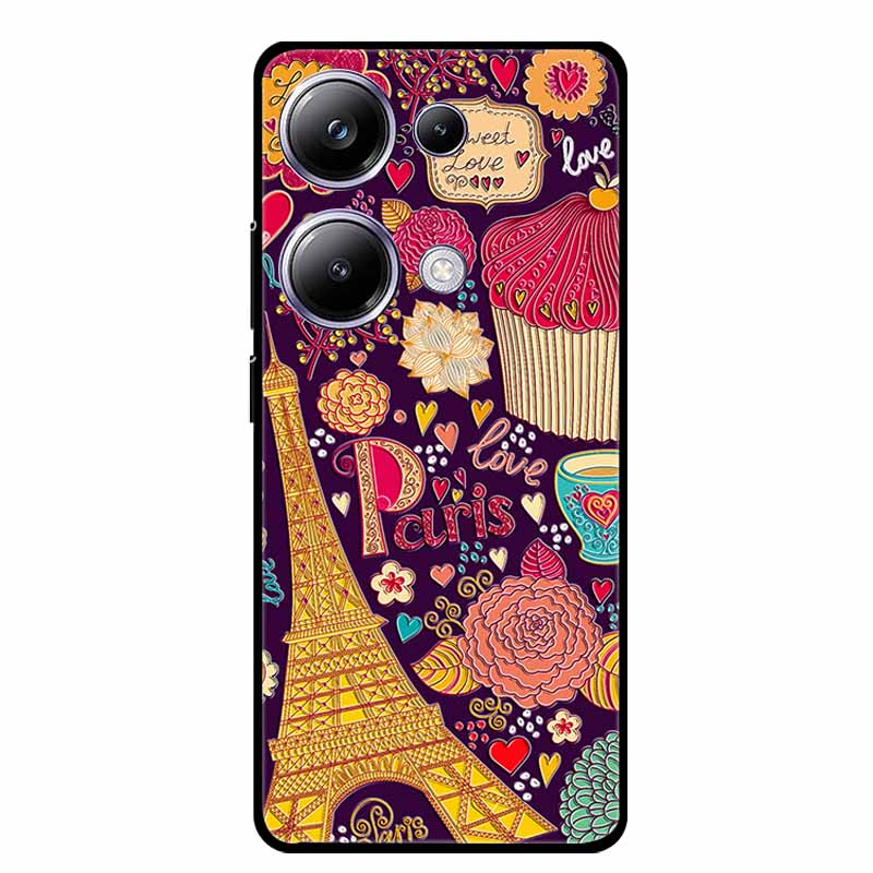 3D Emboss Case For Xiaomi Poco M6 Pro Phone Case Flower Silicone Soft Back Cover For Xiaomi Poco M6 Pro Case PocoM6 M 6 Pro Capa